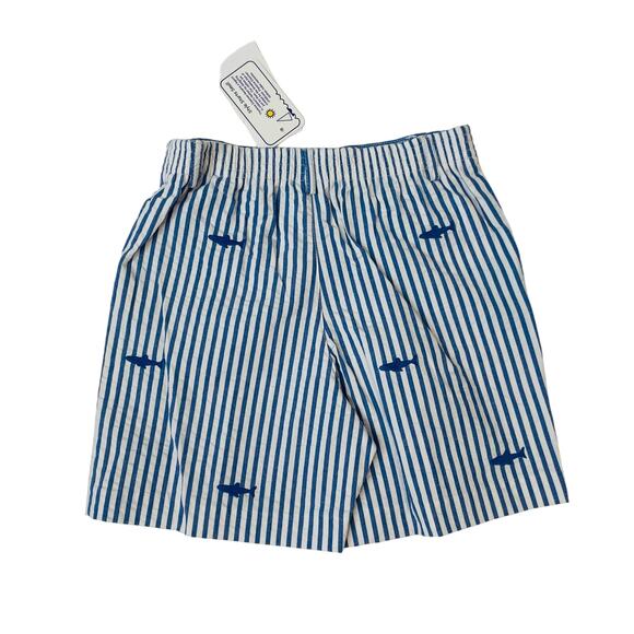 NWT Florence Eiseman Size 4 Seersucker Short With Embroidered Shark - Picture 2 of 5